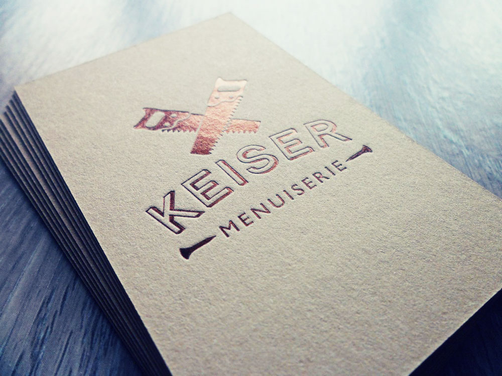 imprimerie carte de visite luxe paris dorure a chaud sur carton gris Kraft